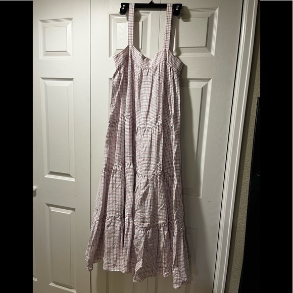 Plaid Maxi Dress in Pink and White - Picture 1 of 5